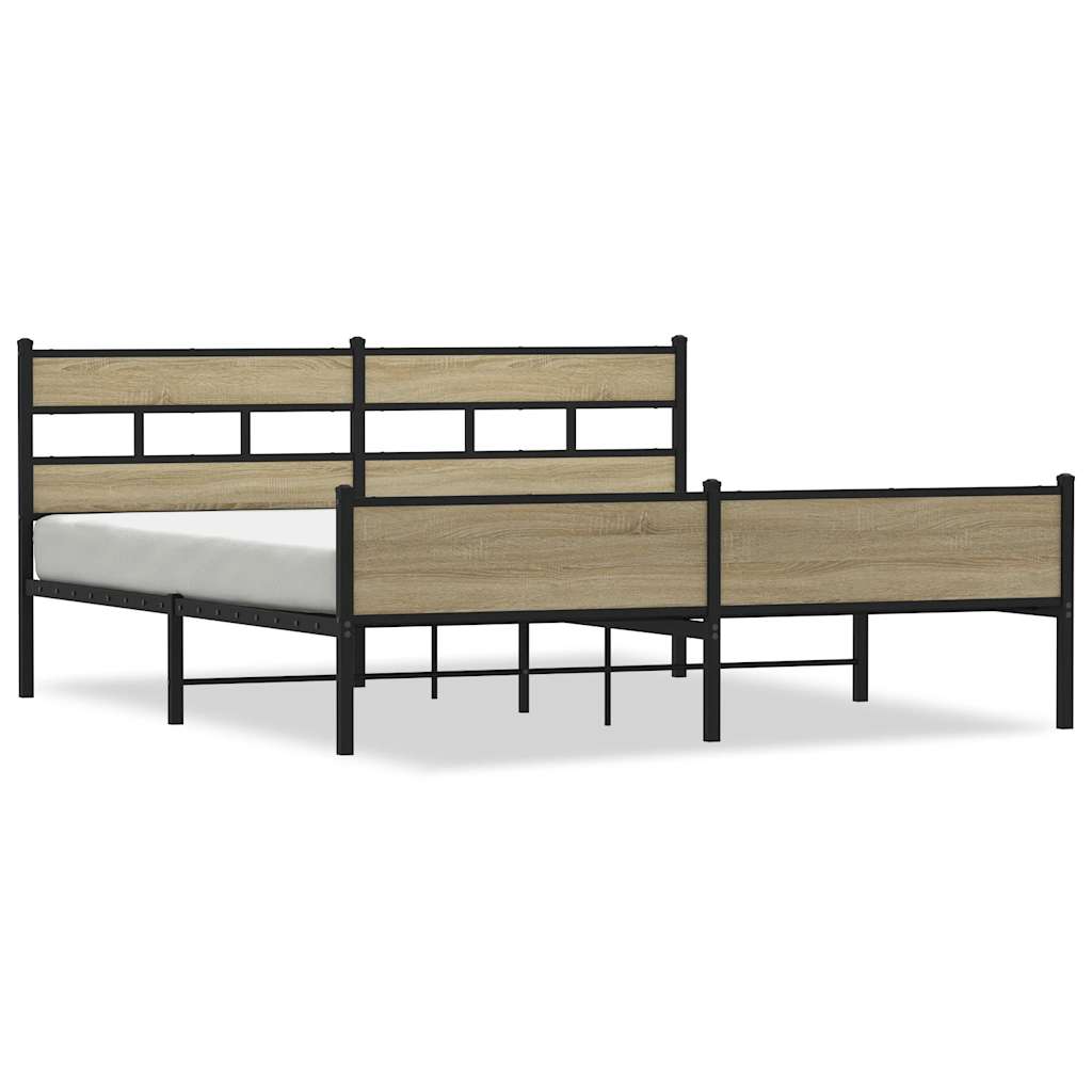 Sengeramme i metall uten madrass sonoma eik 180x200 cm