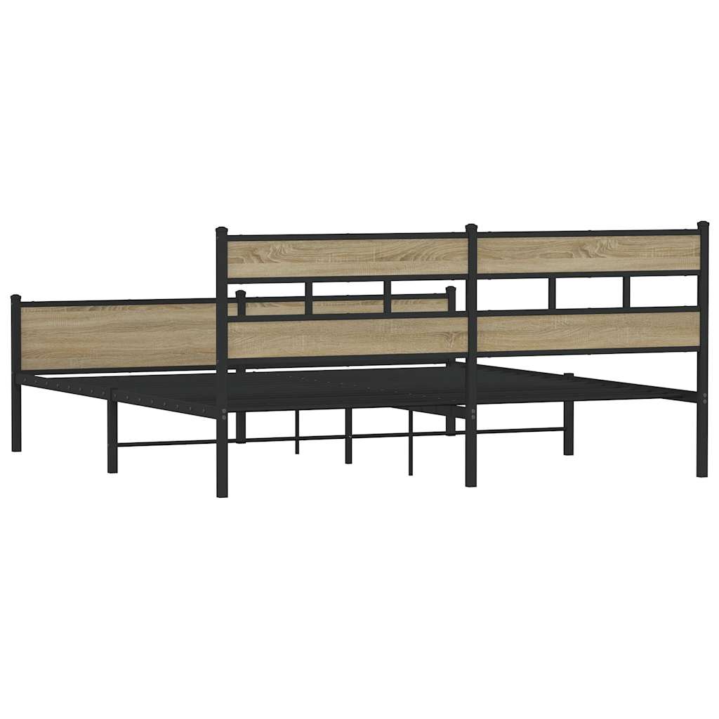 Sengeramme i metall uten madrass sonoma eik 180x200 cm