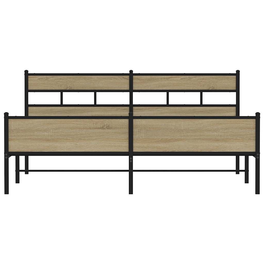Sengeramme i metall uten madrass sonoma eik 183x213 cm
