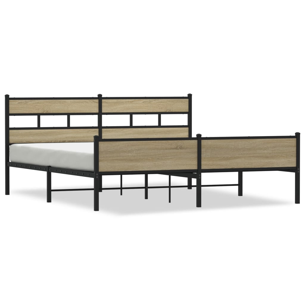 Sengeramme i metall uten madrass sonoma eik 193x203 cm