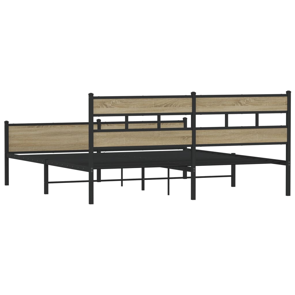 Sengeramme i metall uten madrass sonoma eik 193x203 cm