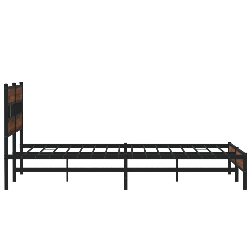 Sengeramme i metall uten madrass brun eik 180x200 cm