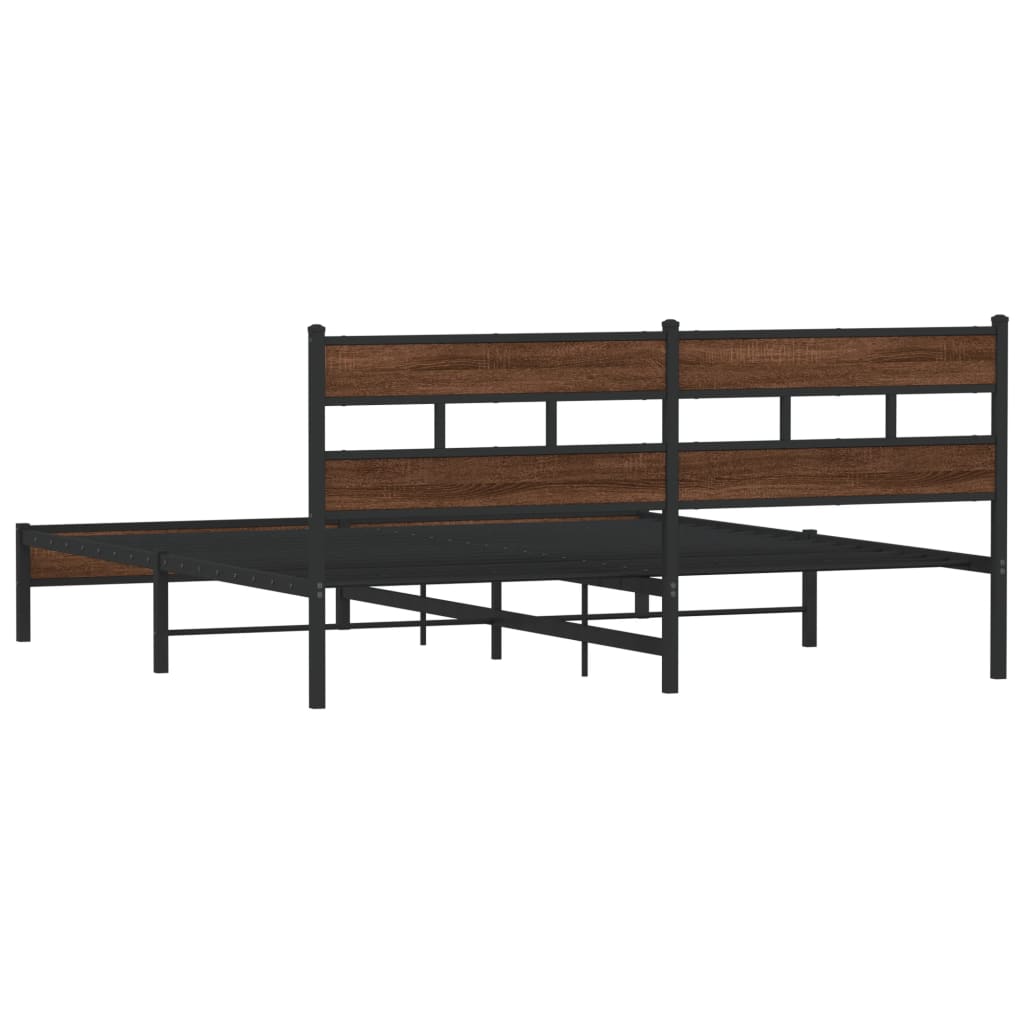 Sengeramme i metall uten madrass brun eik 180x200 cm