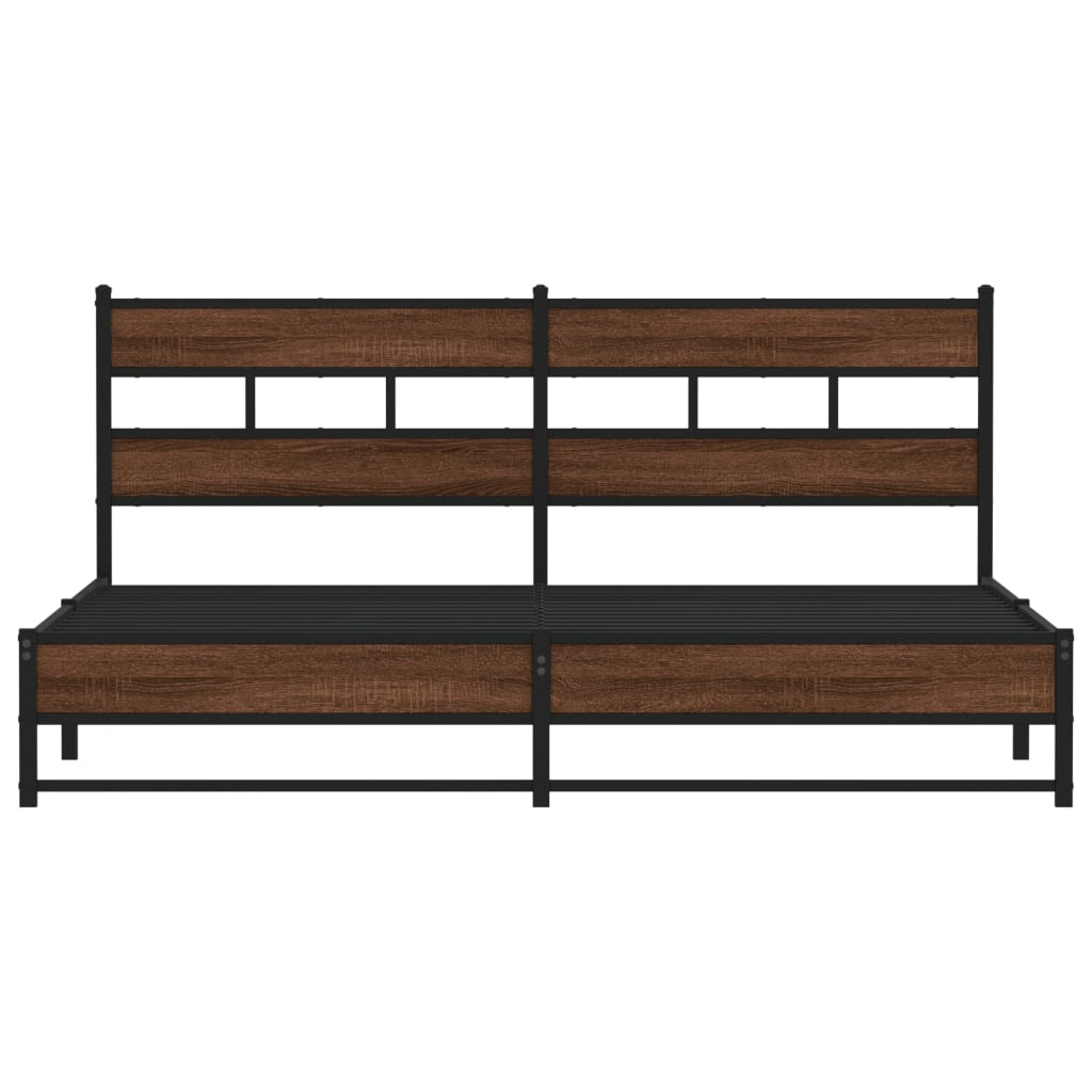 Sengeramme i metall uten madrass brun eik 200x200 cm