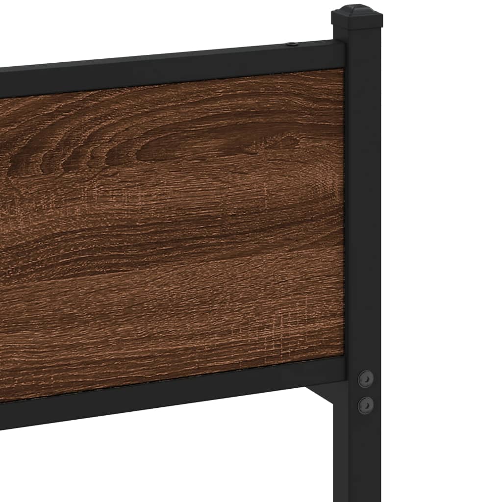 Sengeramme i metall uten madrass brun eik 160x200 cm