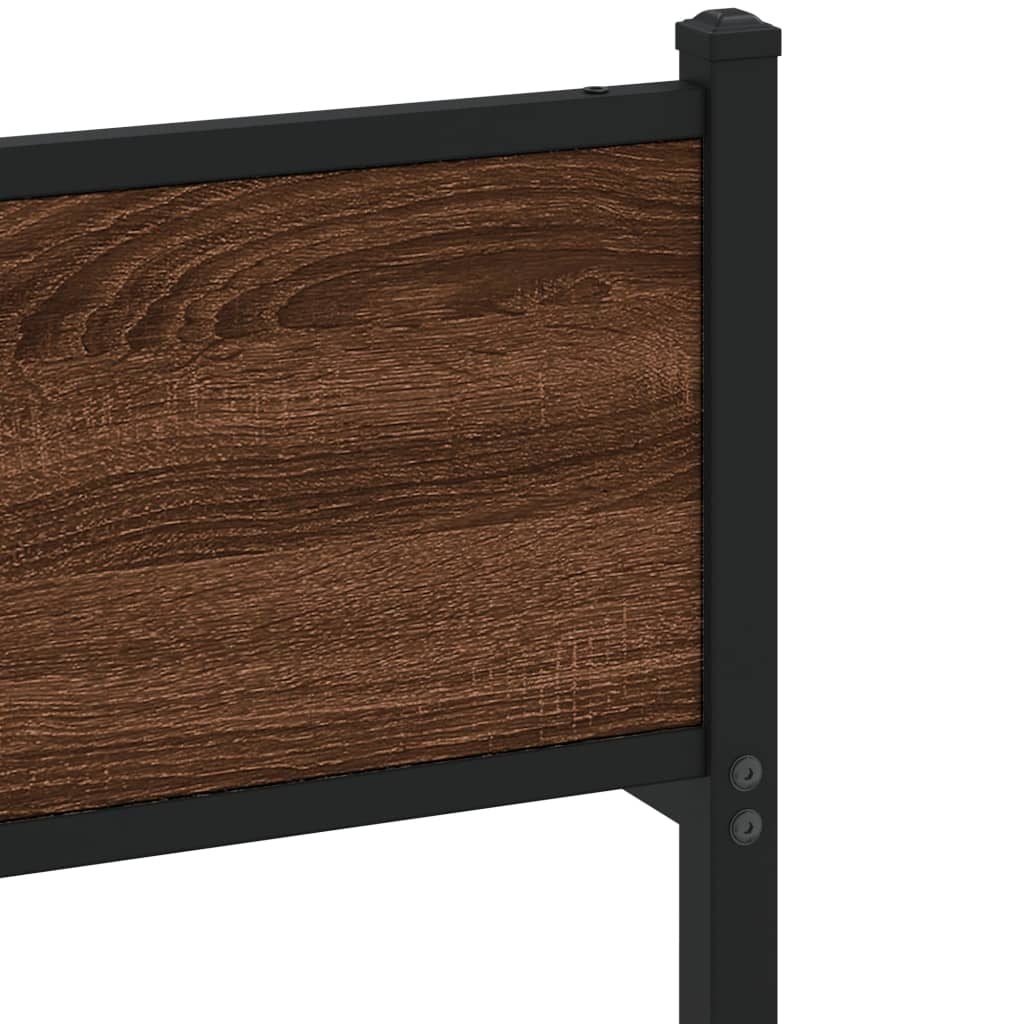 Sengeramme i metall uten madrass brun eik 183x213 cm