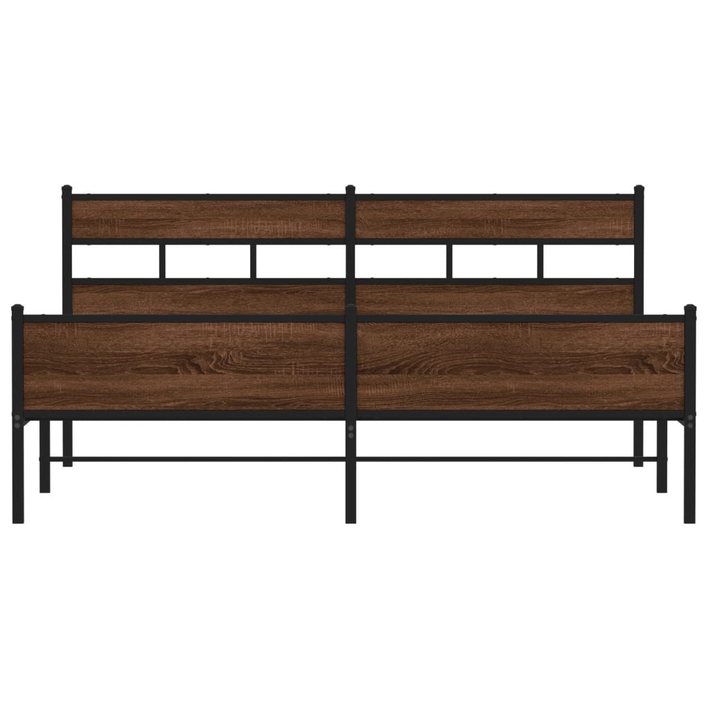 Sengeramme i metall uten madrass brun eik 200x200 cm
