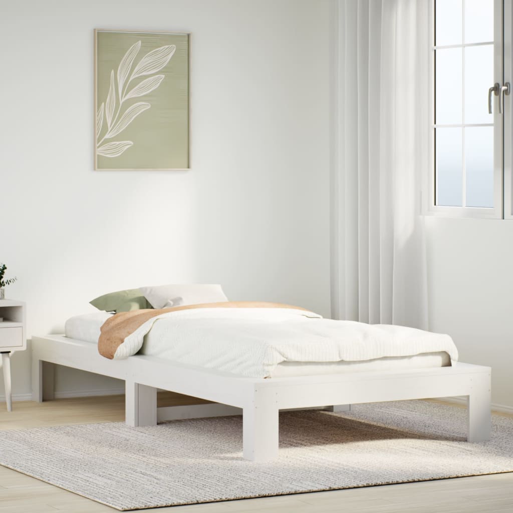 Sengeramme uten madrass hvit 75x190 cm heltre furu