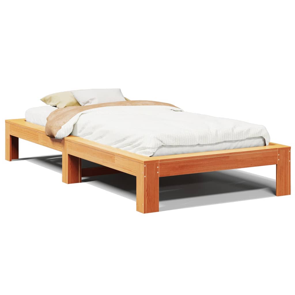 Sengeramme uten madrass voksbrun 75x190 cm heltre furu