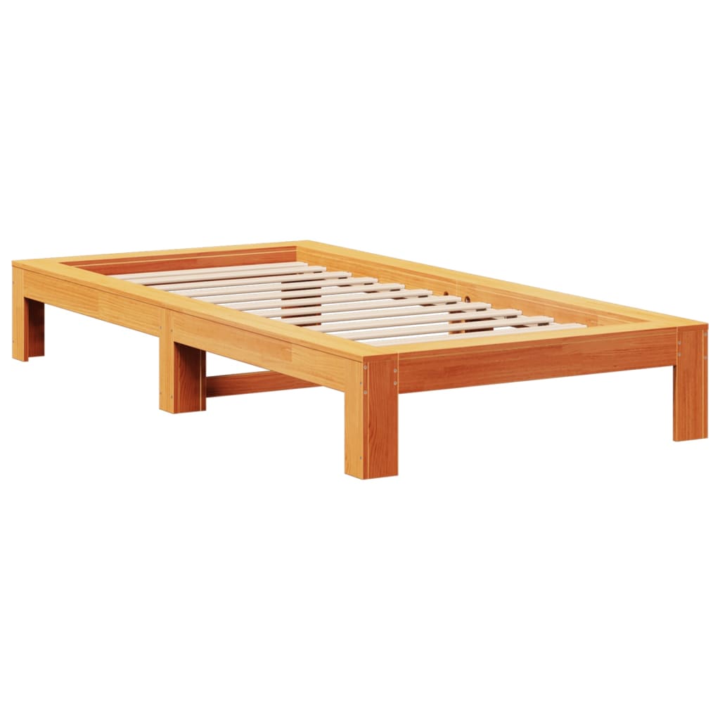 Sengeramme uten madrass voksbrun 75x190 cm heltre furu
