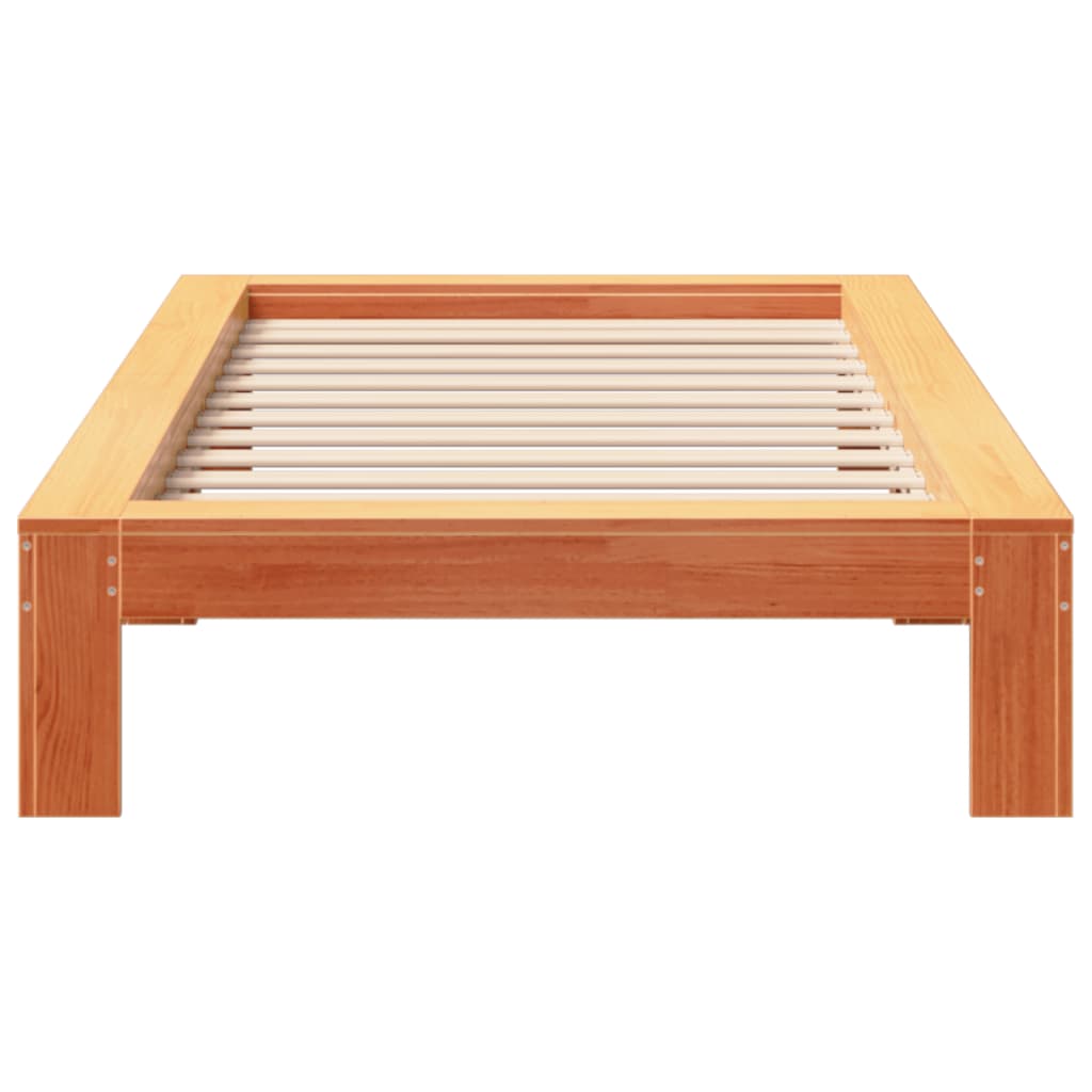 Sengeramme uten madrass voksbrun 75x190 cm heltre furu