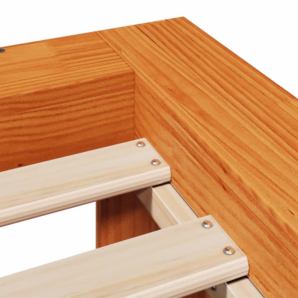 Sengeramme uten madrass voksbrun 75x190 cm heltre furu