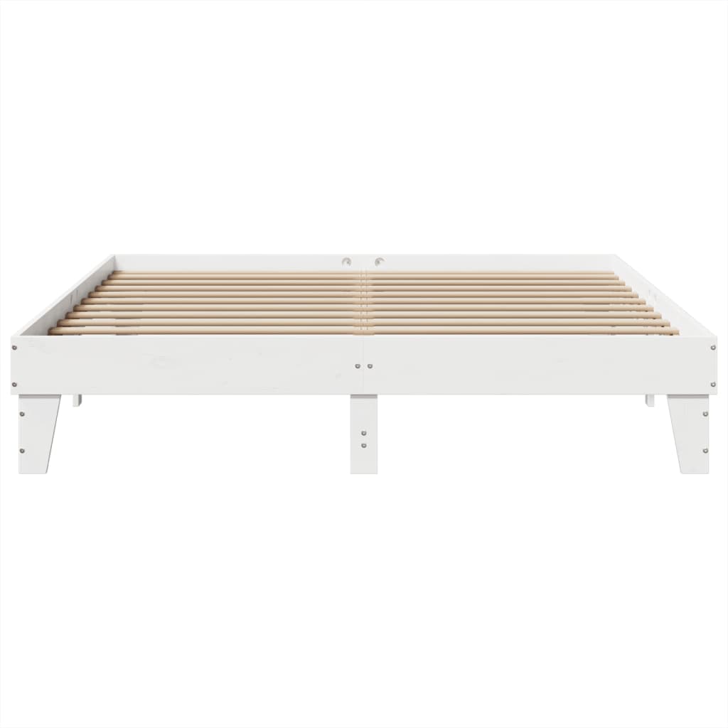 Sengeramme med madrass hvit 200x200 cm heltre furu
