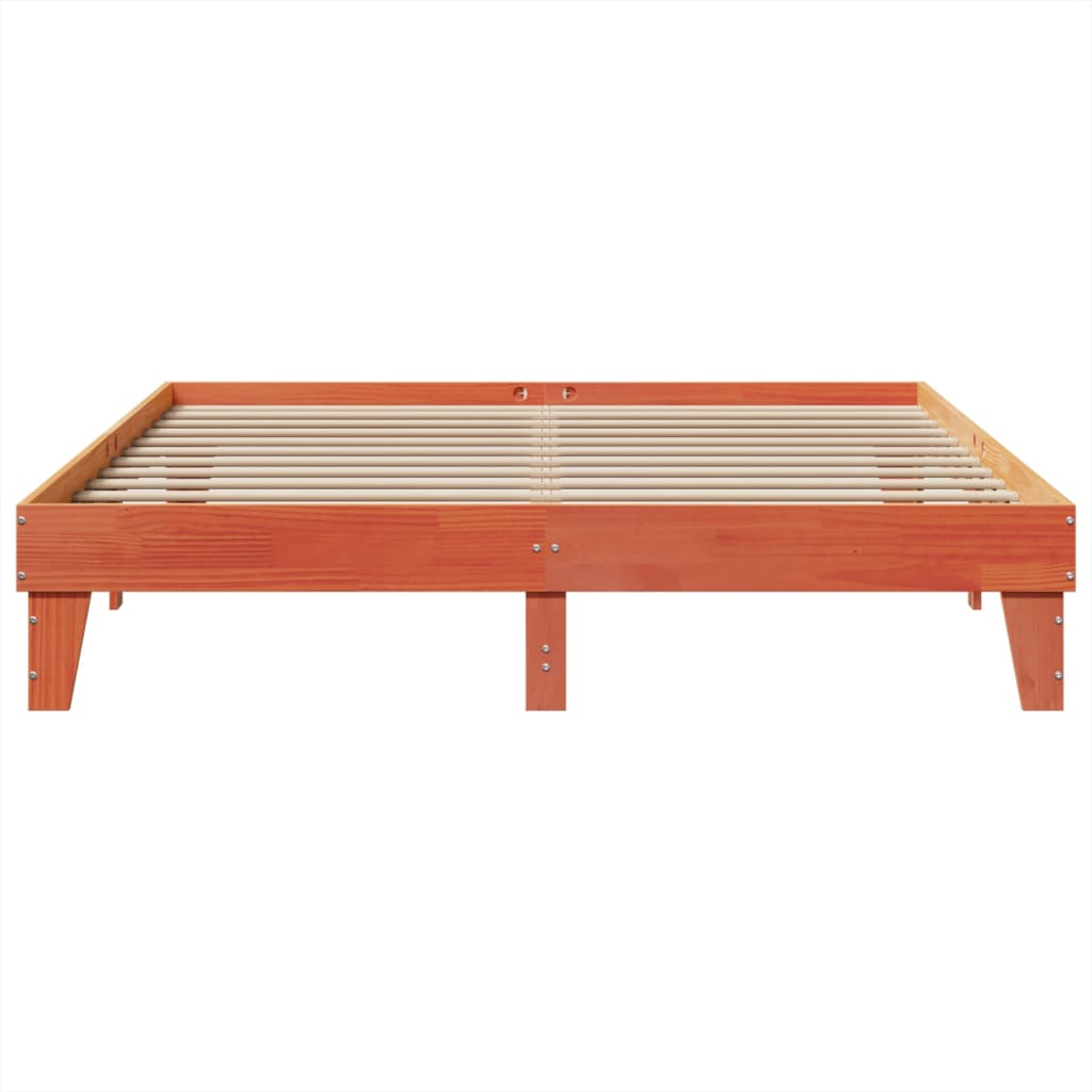 Sengeramme uten madrass voksbrun 200x200 cm heltre furu
