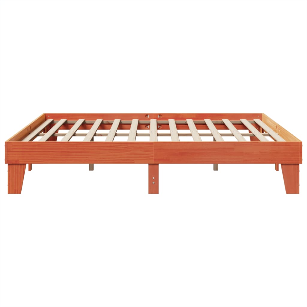 Sengeramme uten madrass voksbrun 200x200 cm heltre furu