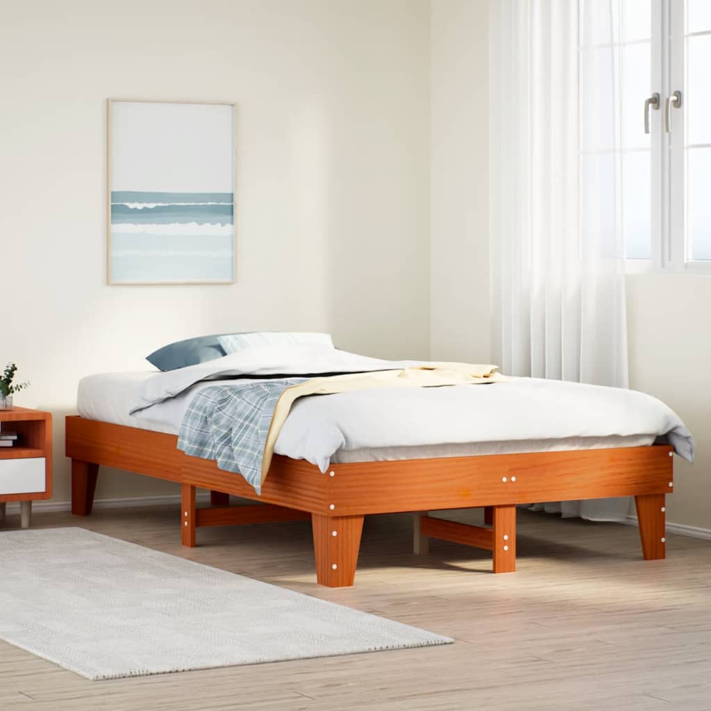 Sengeramme uten madrass brun 135x190 cm heltre furu