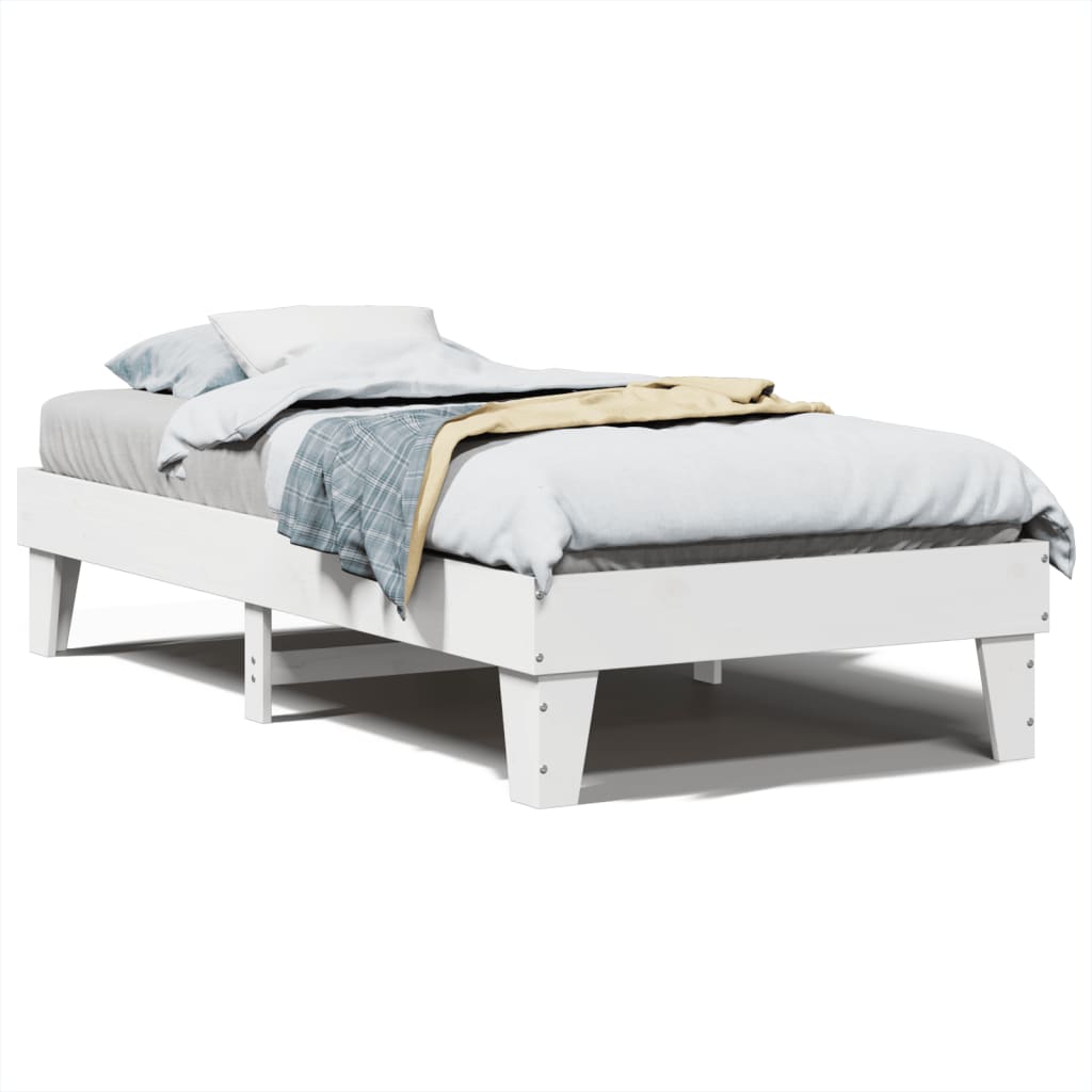 Sengeramme uten madrass hvit 75x190 cm heltre furu