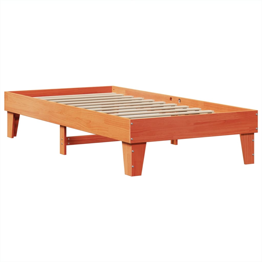 Sengeramme uten madrass voksbrun 75x190 cm heltre furu