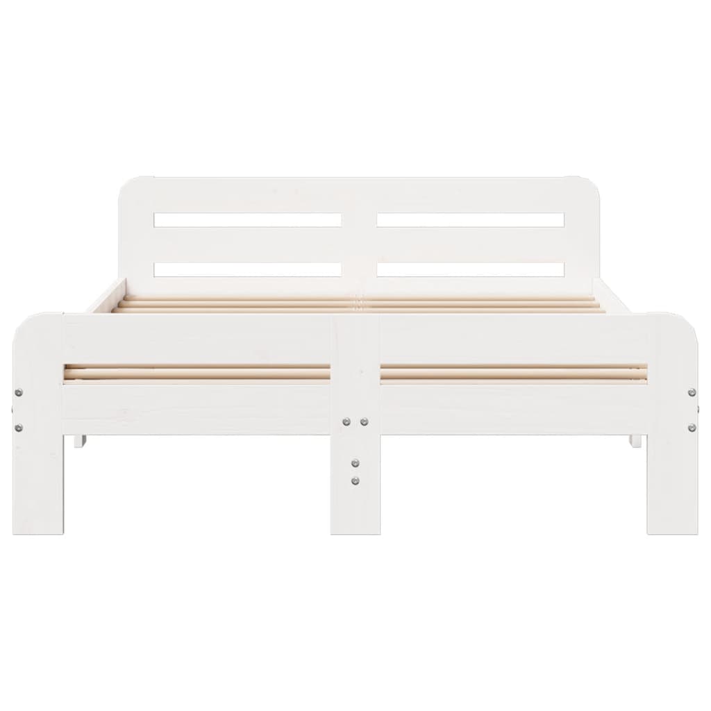 Sengeramme med madrass hvit 200x200 cm heltre furu