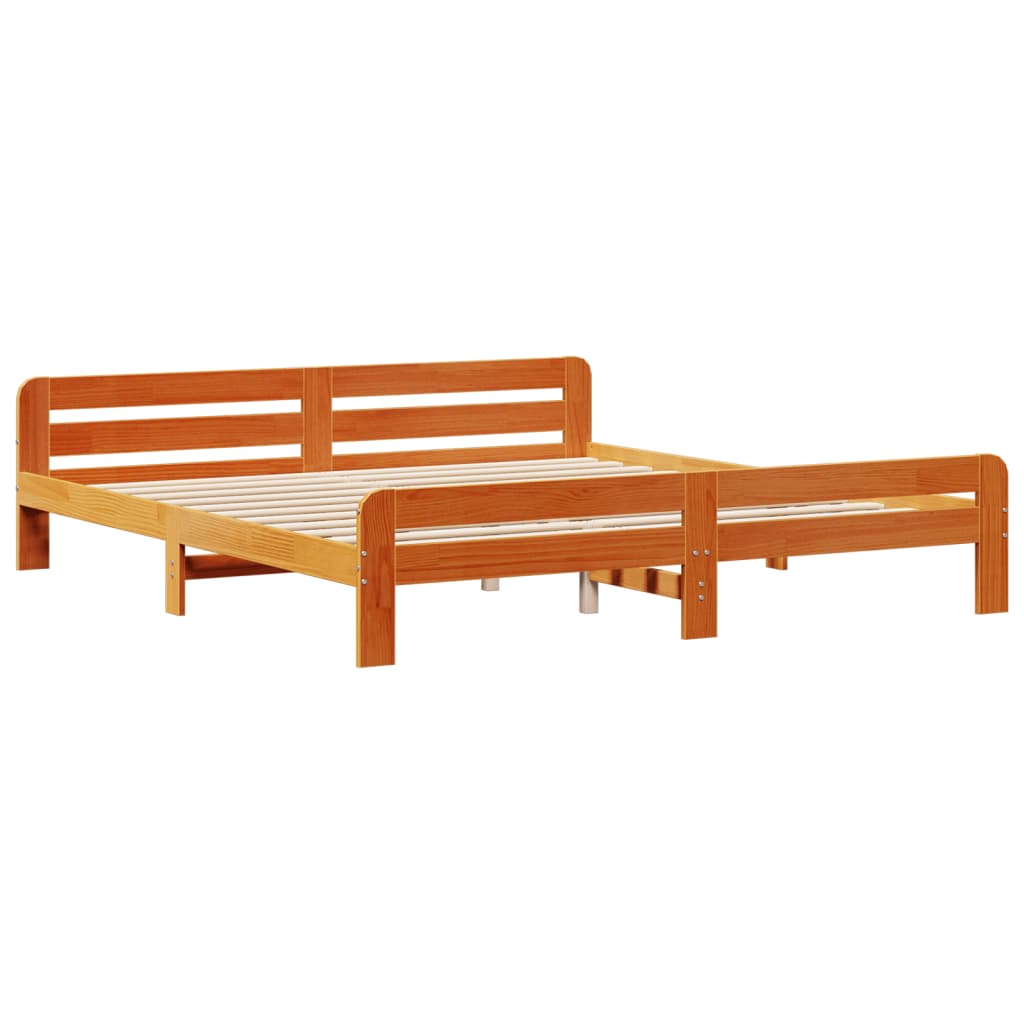 Sengeramme uten madrass voksbrun 180x200 cm heltre furu