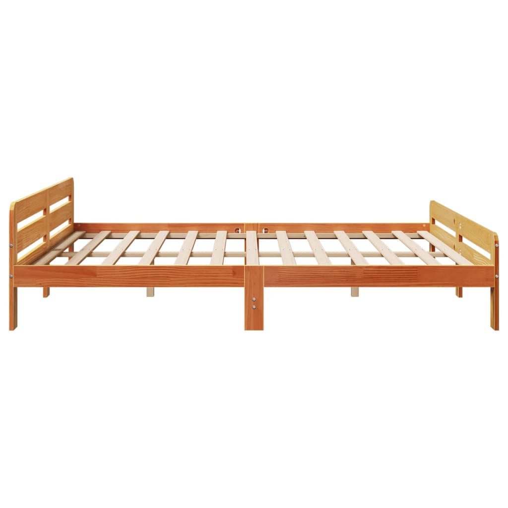 Sengeramme uten madrass voksbrun 180x200 cm heltre furu