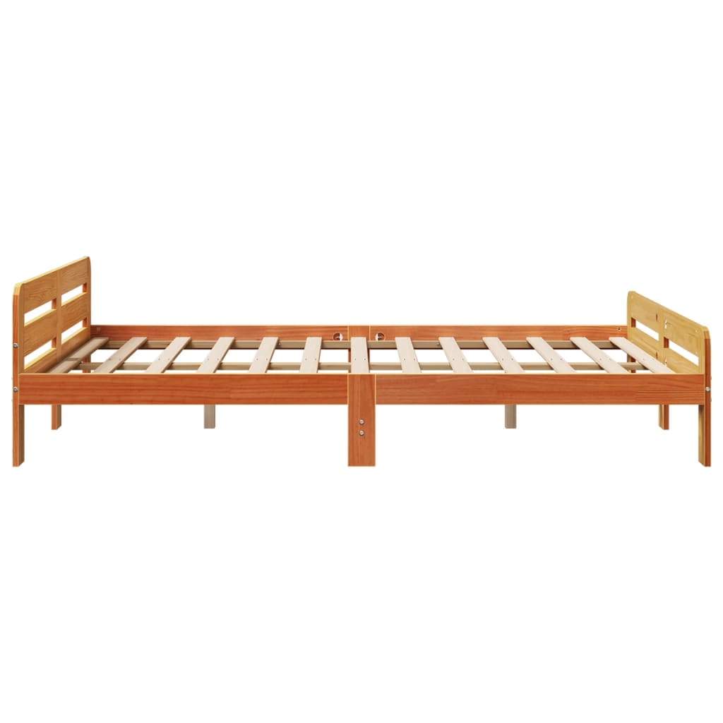 Sengeramme uten madrass voksbrun 140x200 cm heltre furu