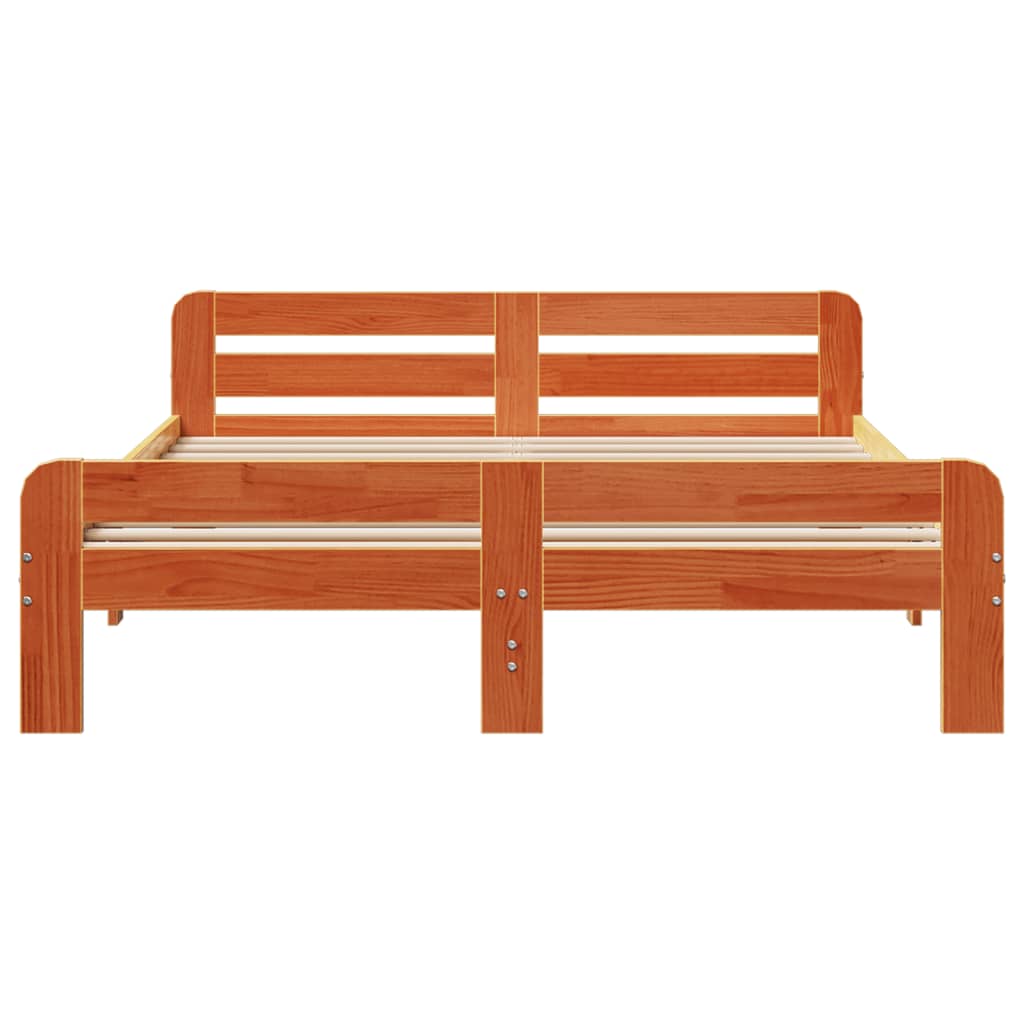 Sengeramme uten madrass voksbrun 140x190 cm heltre furu