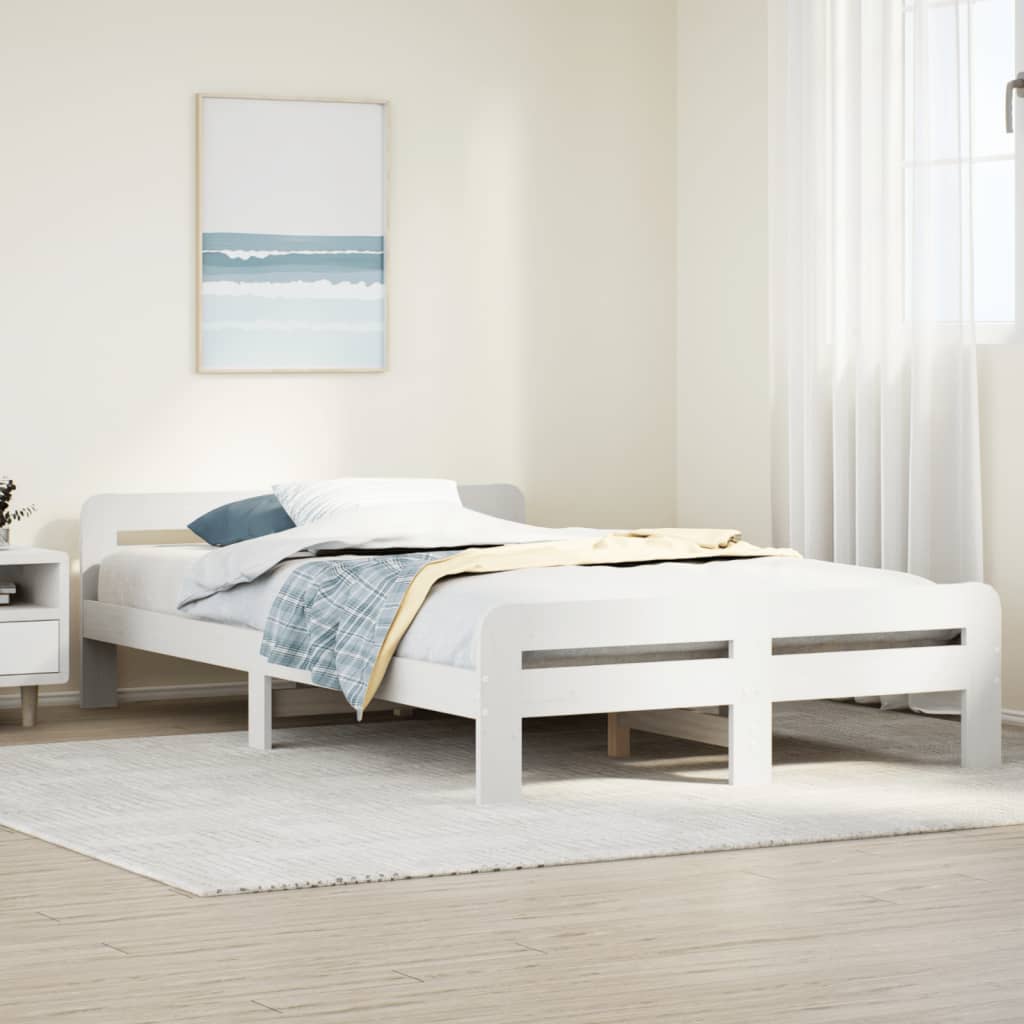 Sengeramme uten madrass hvit 135x190 cm heltre furu
