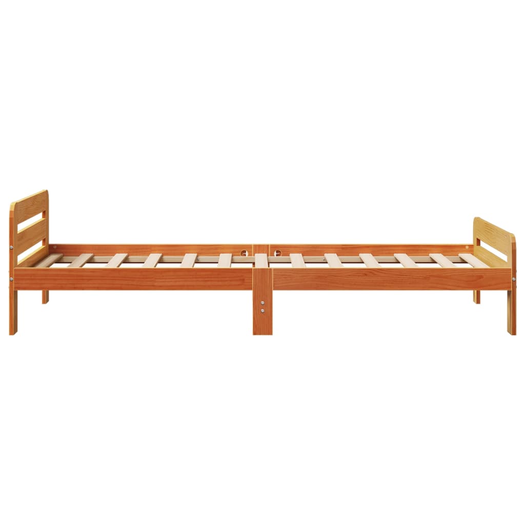 Sengeramme uten madrass voksbrun 75x190 cm heltre furu