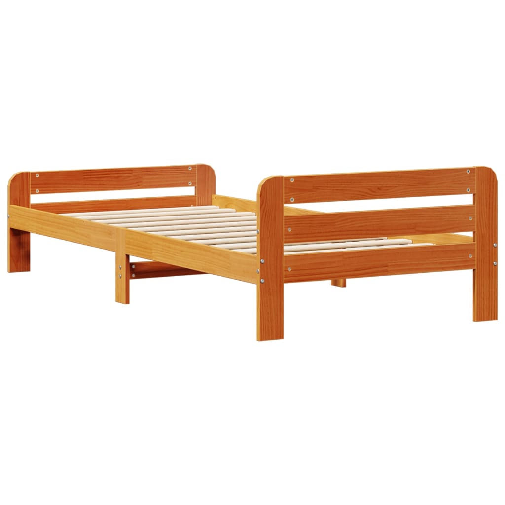 Sengeramme uten madrass voksbrun 75x190 cm heltre furu