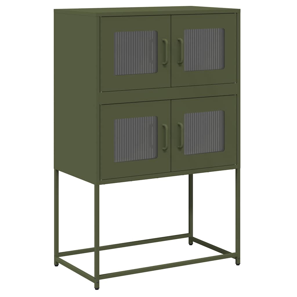 Highboard Olivengrønn 68x39x107 cm Stål