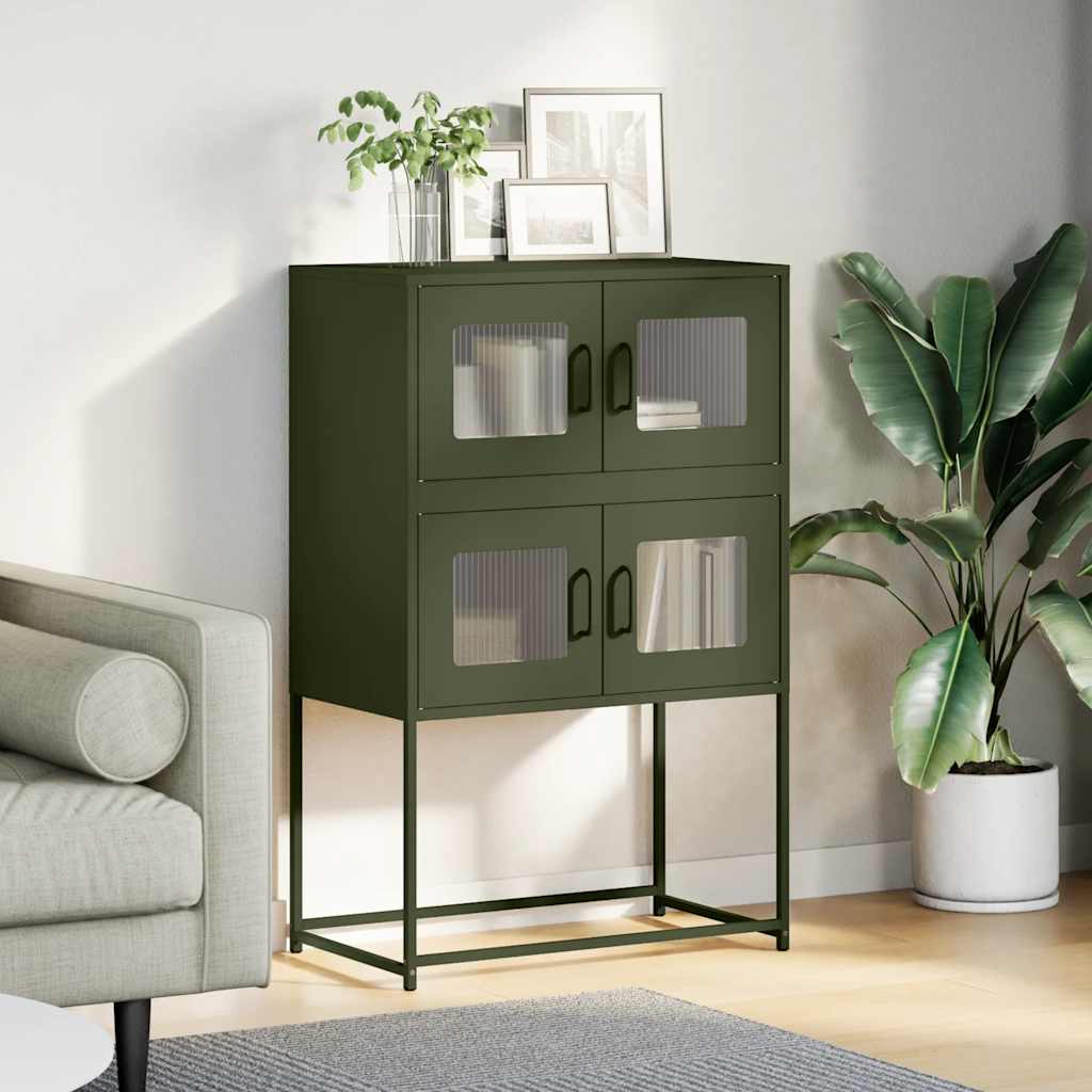 Highboard Olivengrønn 68x39x107 cm Stål