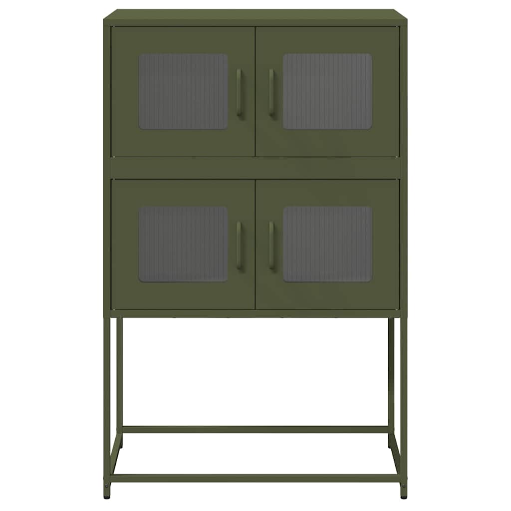 Highboard Olivengrønn 68x39x107 cm Stål