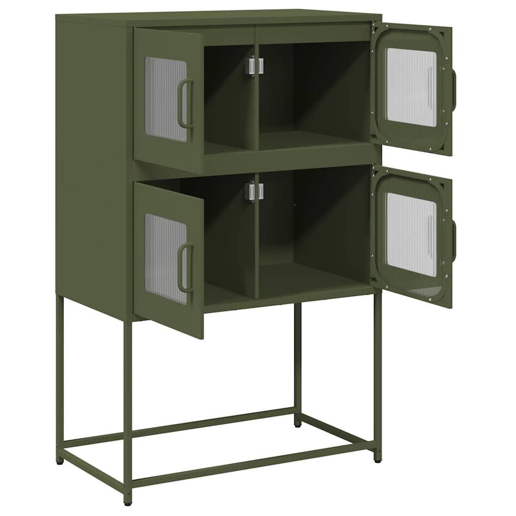 Highboard Olivengrønn 68x39x107 cm Stål
