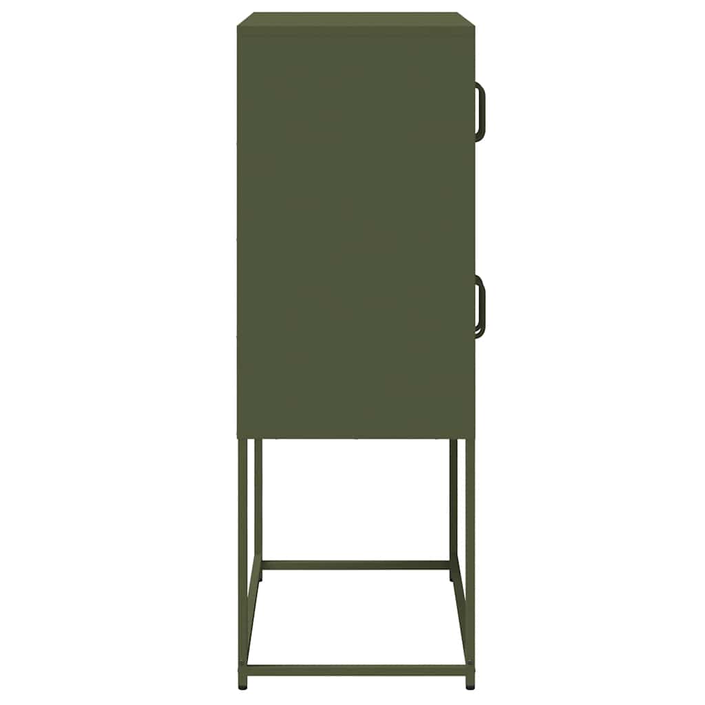 Highboard Olivengrønn 68x39x107 cm Stål
