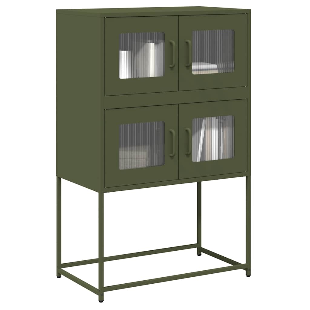 Highboard Olivengrønn 68x39x107 cm Stål