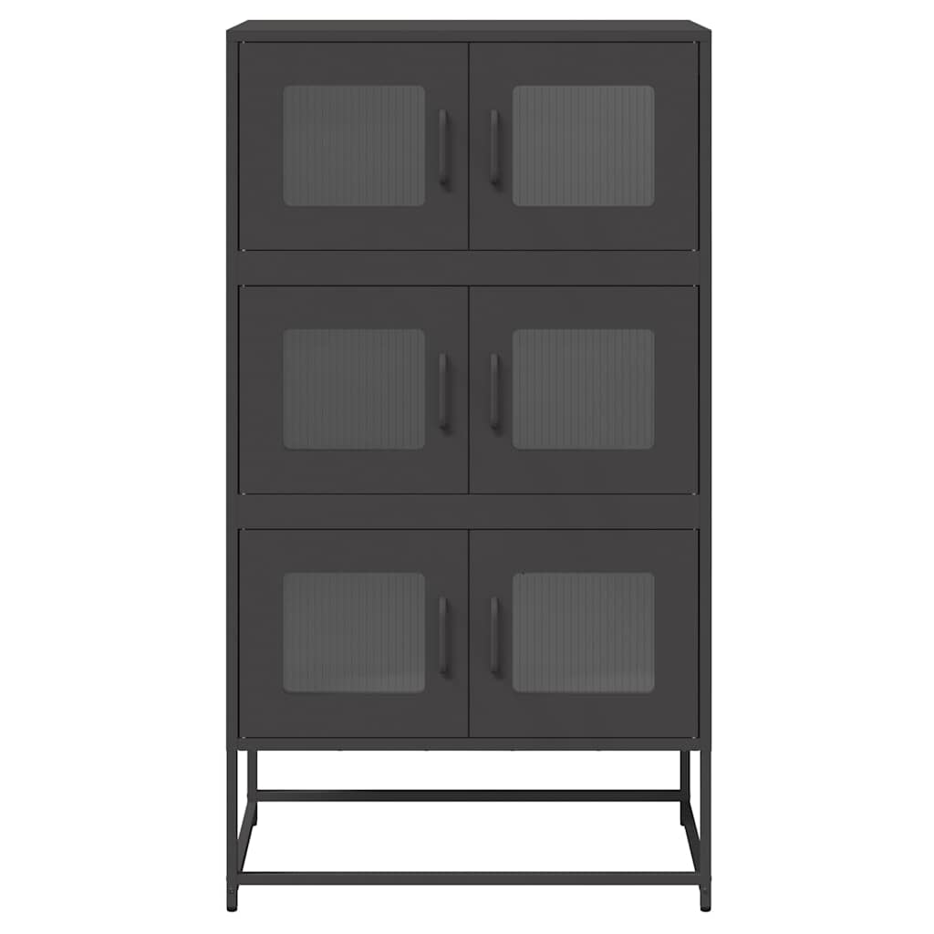Highboard svart 68x39x123 cm stål