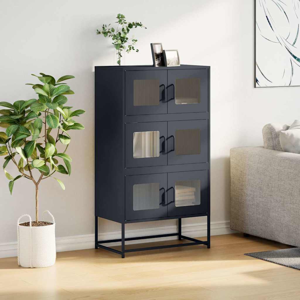Highboard antrasitt 68x39x123 cm stål