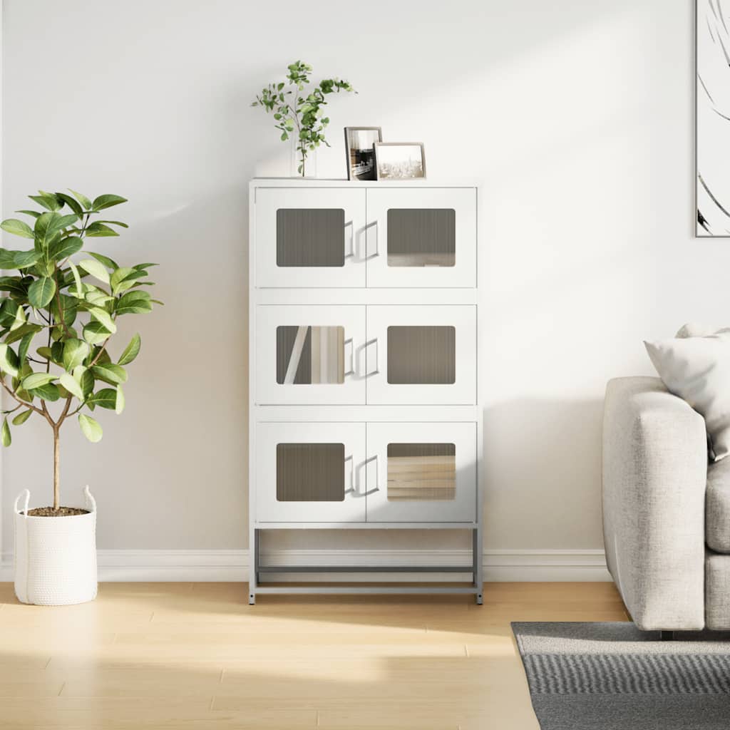 Highboard hvit 68x39x123 cm stål
