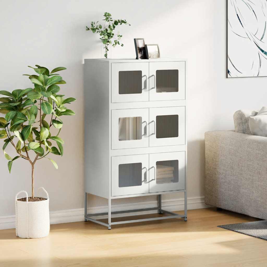 Highboard hvit 68x39x123 cm stål