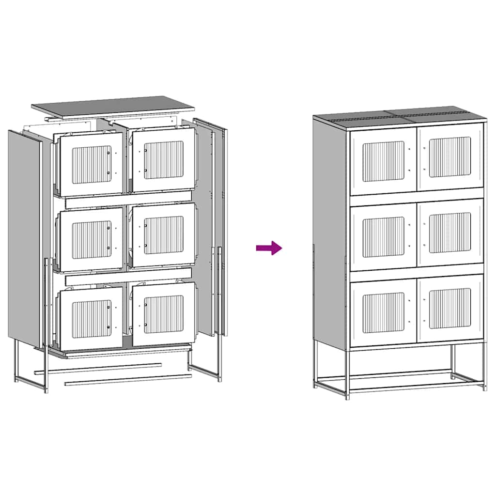 Highboard hvit 68x39x123 cm stål