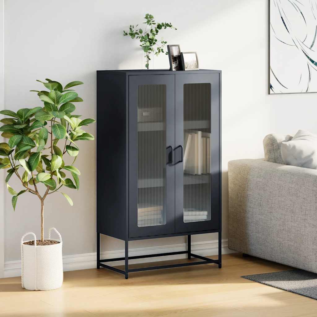 Highboard antrasitt 68x39x123 cm stål