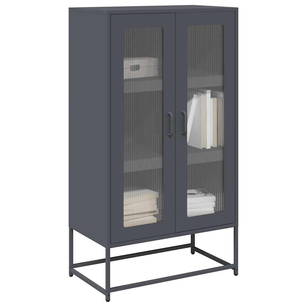 Highboard antrasitt 68x39x123 cm stål