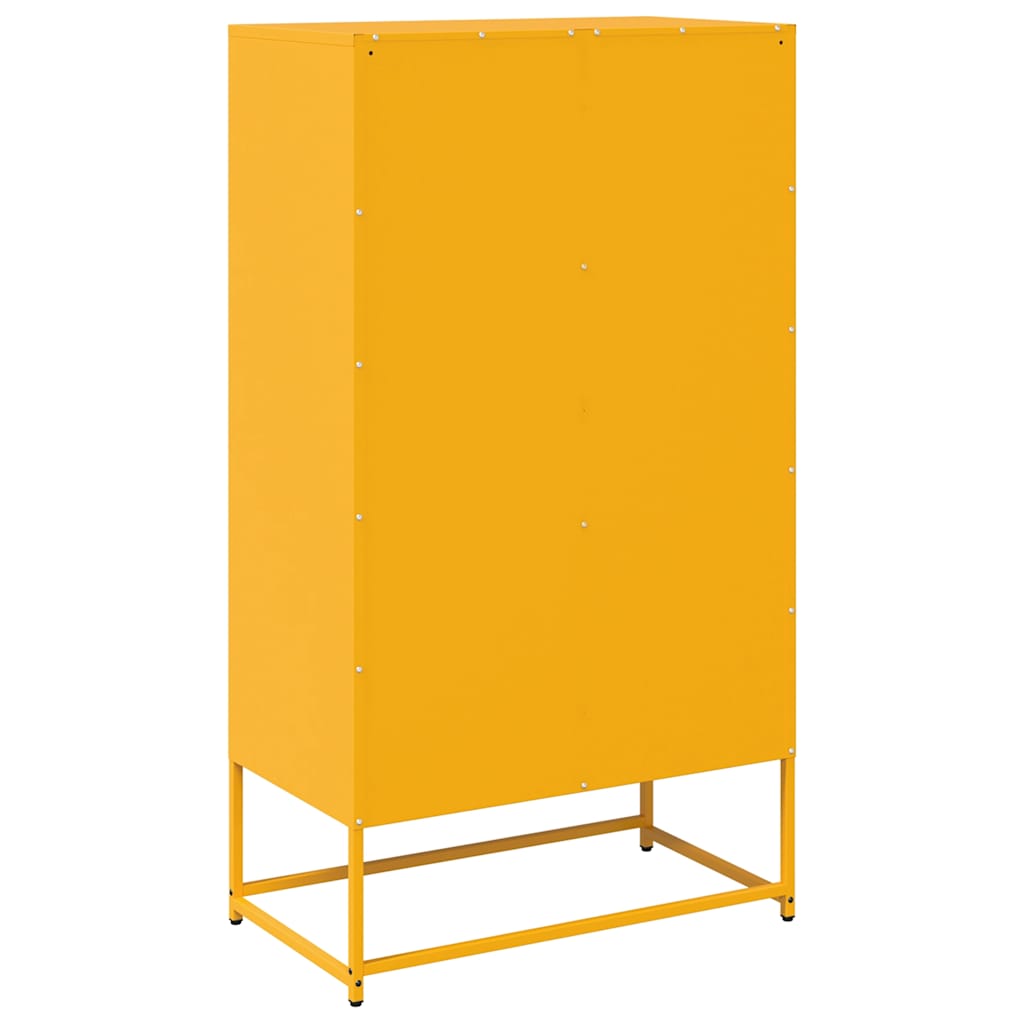 Highboard sennepsgul 68x39x123 cm stål