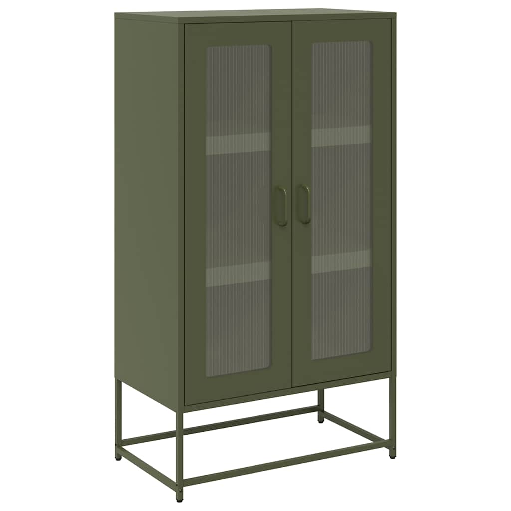 Highboard olivengrønn 68x39x123 cm stål