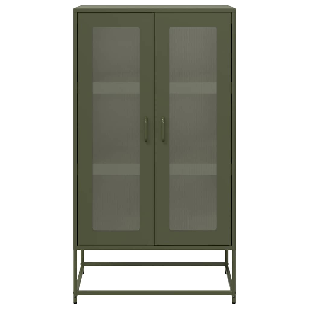 Highboard olivengrønn 68x39x123 cm stål