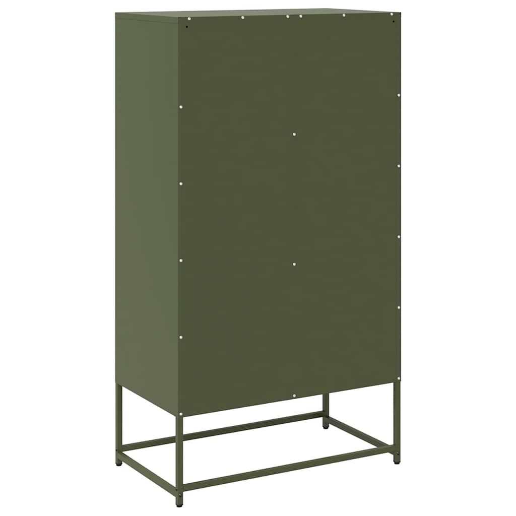 Highboard olivengrønn 68x39x123 cm stål