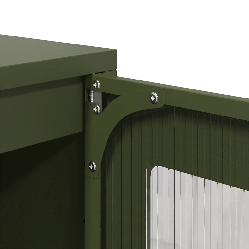 Highboard olivengrønn 68x39x123 cm stål