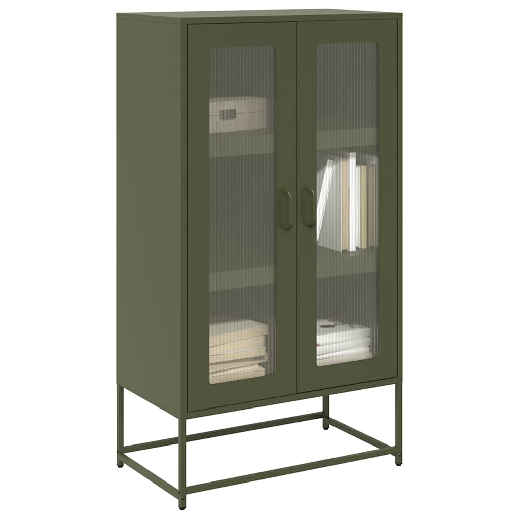 Highboard olivengrønn 68x39x123 cm stål