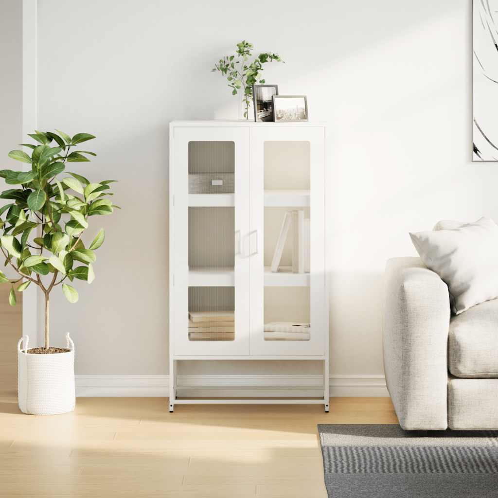 Highboard hvit 68x39x123 cm stål